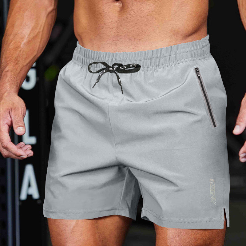 Men's Athletic Shorts with Zip Pockets and Elastic Drawstring Waist