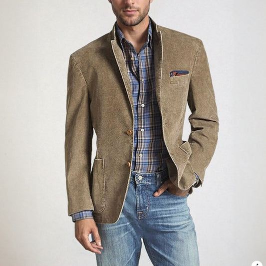 Men's Blazer with Lapel Collar, Button Closure and Side Pockets