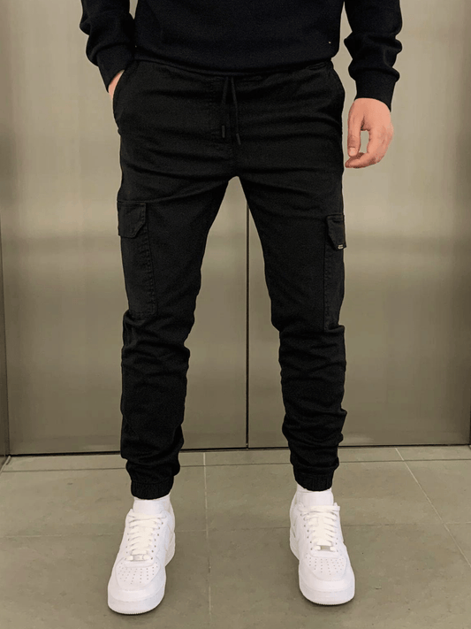 Men's Cargo Jogger Pants with Elasticated Waist and Side Pockets