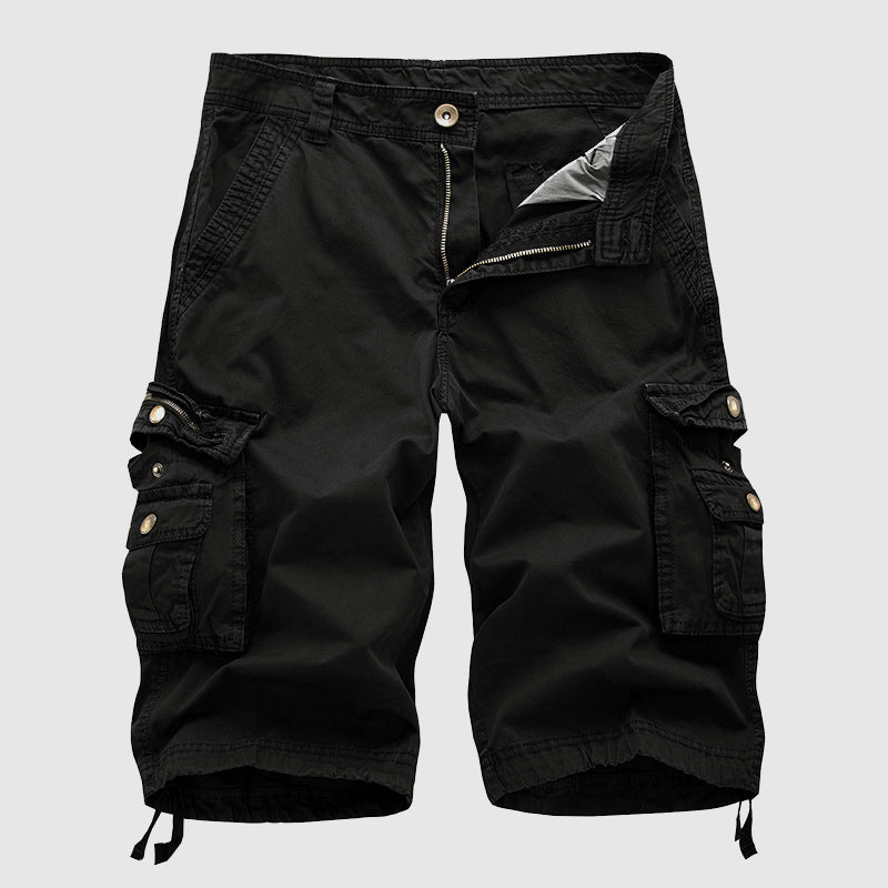 Men's Cargo Shorts Knee Length with Multi-Pocket Design and Drawstring Hem