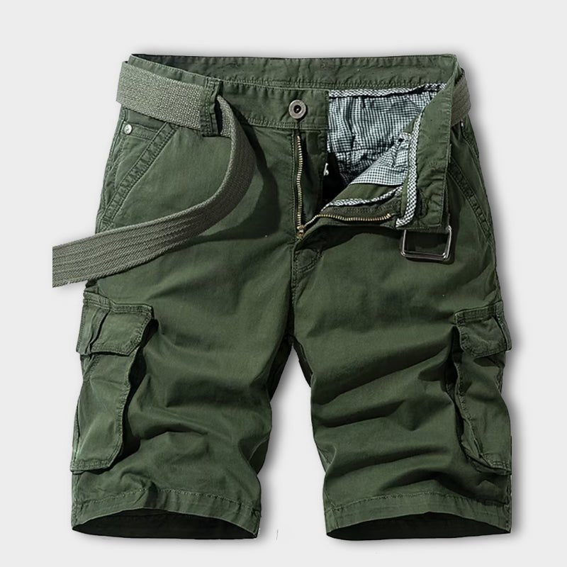 Men's Cargo Shorts with Optional Belt and Multi-Pocket Design