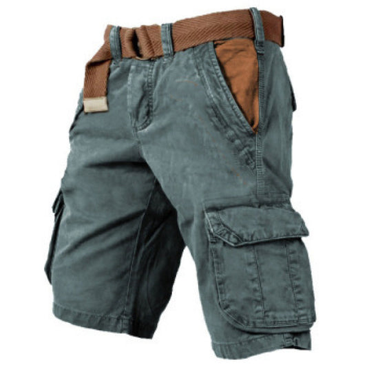 Men's Cargo Shorts with Multi-Pocket Design and Regular Fit