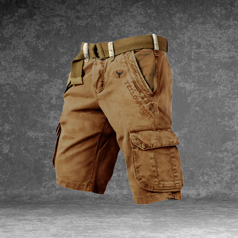 Men's Cargo Shorts with Multi-Pocket Design and Regular Fit