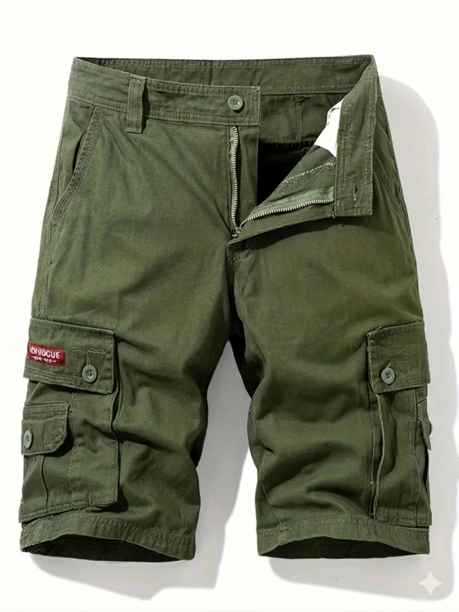 Men's Cargo Shorts with Multi-Pocket Utility Design and Relaxed Fit