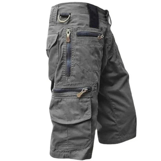 Men's Cargo Shorts with Multiple Zip Pockets and Relaxed Fit