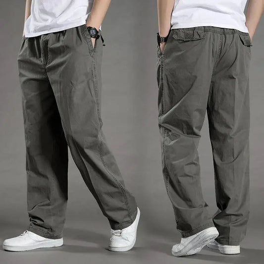 Men's Cargo Trousers with Elastic Waist and Relaxed Fit