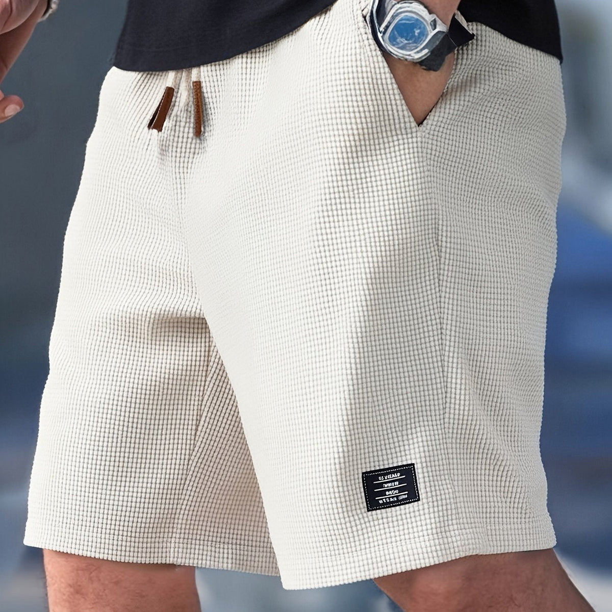 Men's Casual Shorts with Drawstring Waist and Side Pockets