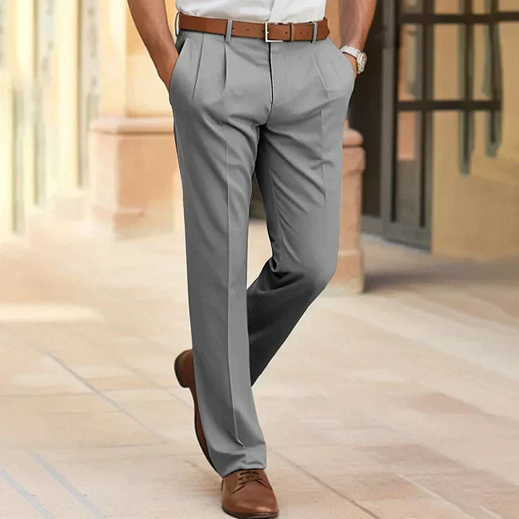 Men's Dress Pants Regular Fit with Pleats and Belt Loops
