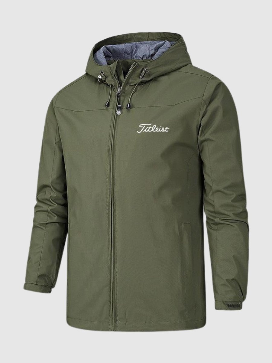 Men's Hooded Outdoor Jacket with Full Zip and Adjustable Hood