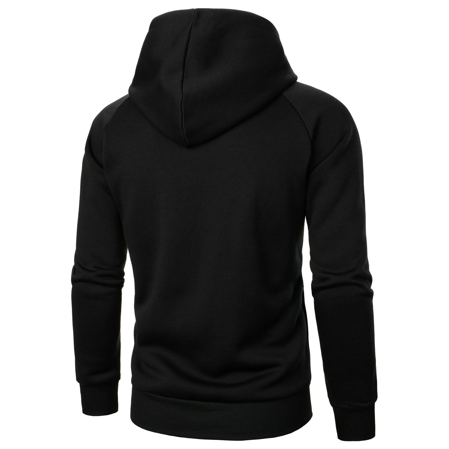 Men's Hoodie with Crossover Hood, Diagonal Zip and Raglan Sleeves