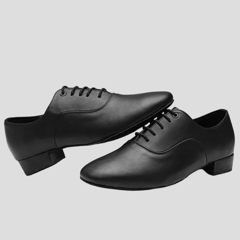 Men's Latin Dance Shoes with Lace-Up Closure and Low Block Heel