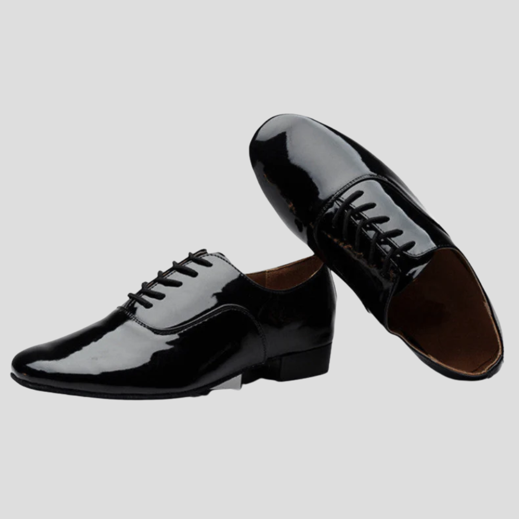 Men's Latin Dance Shoes with Lace-Up Closure and Low Block Heel