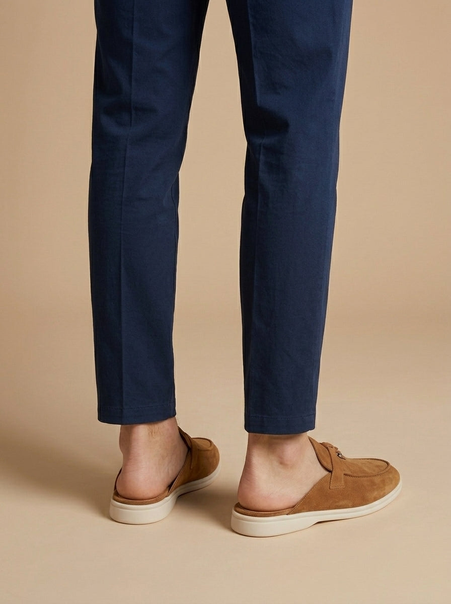 Men's Loafer Mules with Open Back and Metal Charm Detail