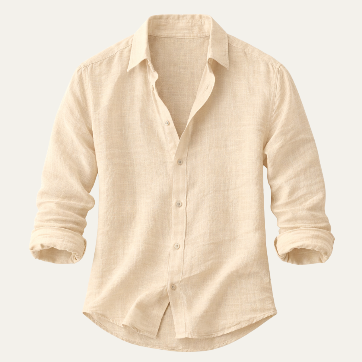 Men's Long Sleeve Button-Up Shirt with Spread Collar and Relaxed Fit