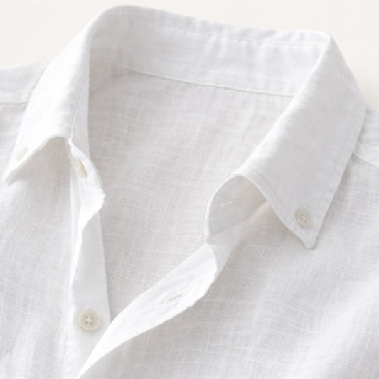 Men's Long Sleeve Button-Up Shirt with Spread Collar and Relaxed Fit