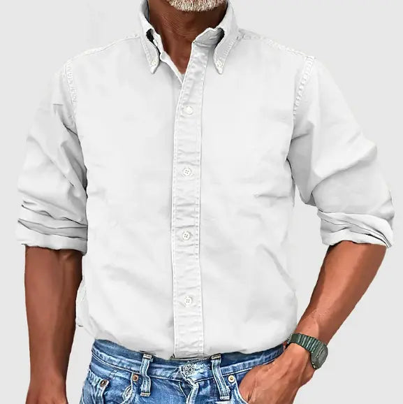 Men's Long Sleeve Shirt with Button-Down Collar Regular Fit