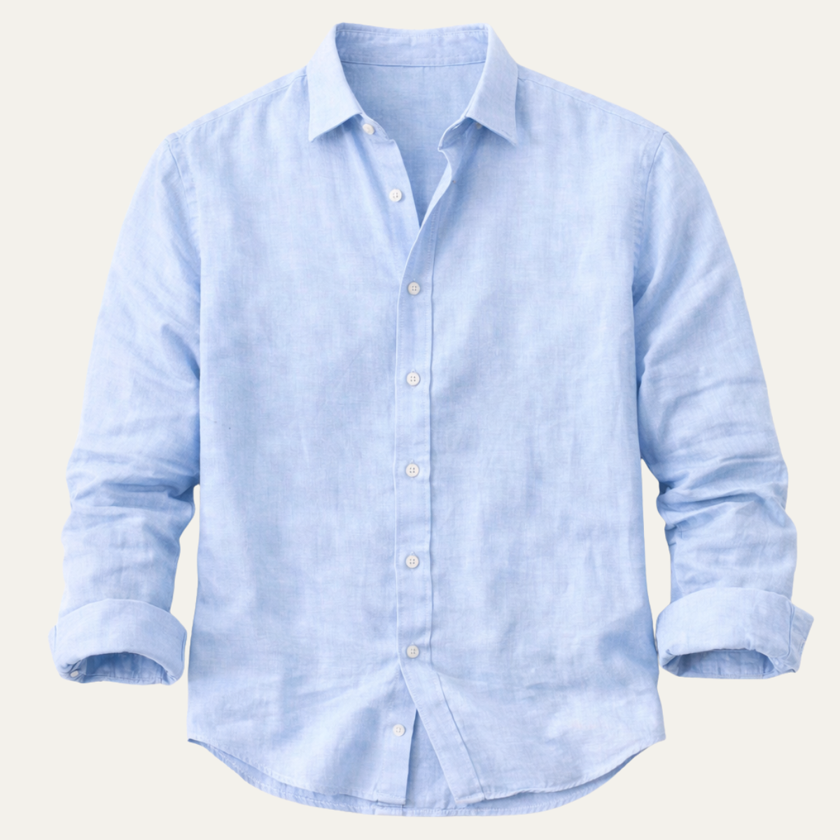 Men's Long Sleeve Shirt with Spread Collar and Button-Up Closure