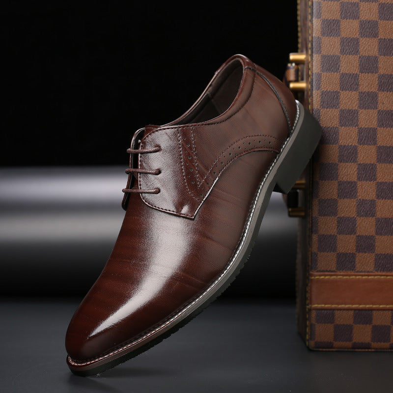 Men's Oxford Dress Shoes with Lace-Up Closure and Brogue Detail
