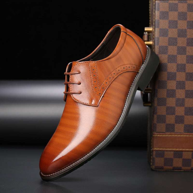 Men's Oxford Dress Shoes with Lace-Up Closure and Brogue Detail