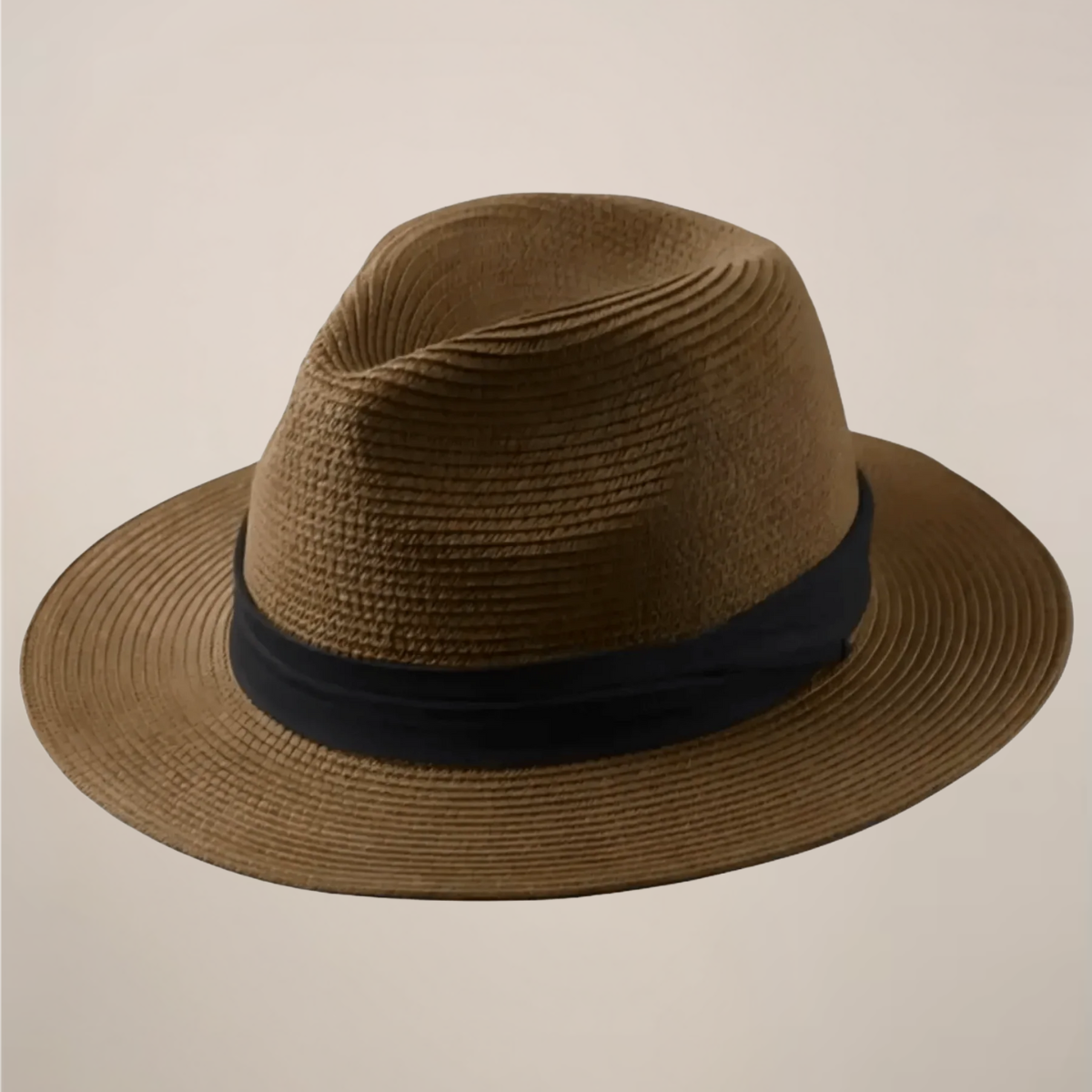 Men's Panama Hat with Wide Brim and Contrast Band