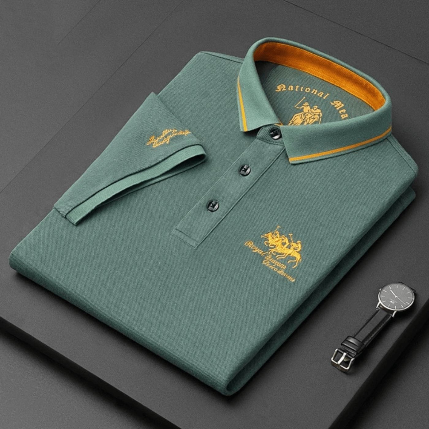 Men's Polo Shirt with Short Sleeves and Embroidered Chest Logo