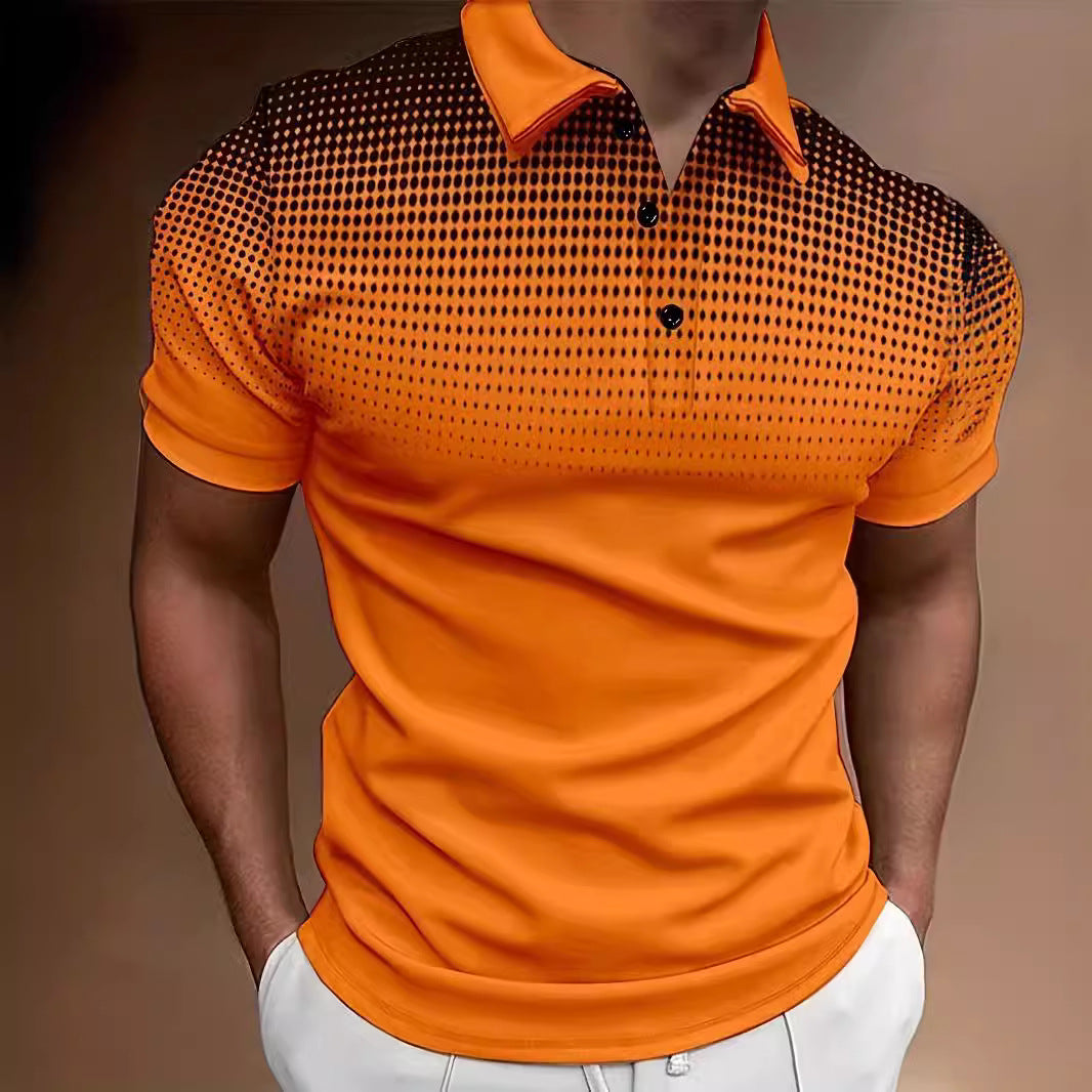 Men's Polo Shirt with Short Sleeves and Gradient Dot Print