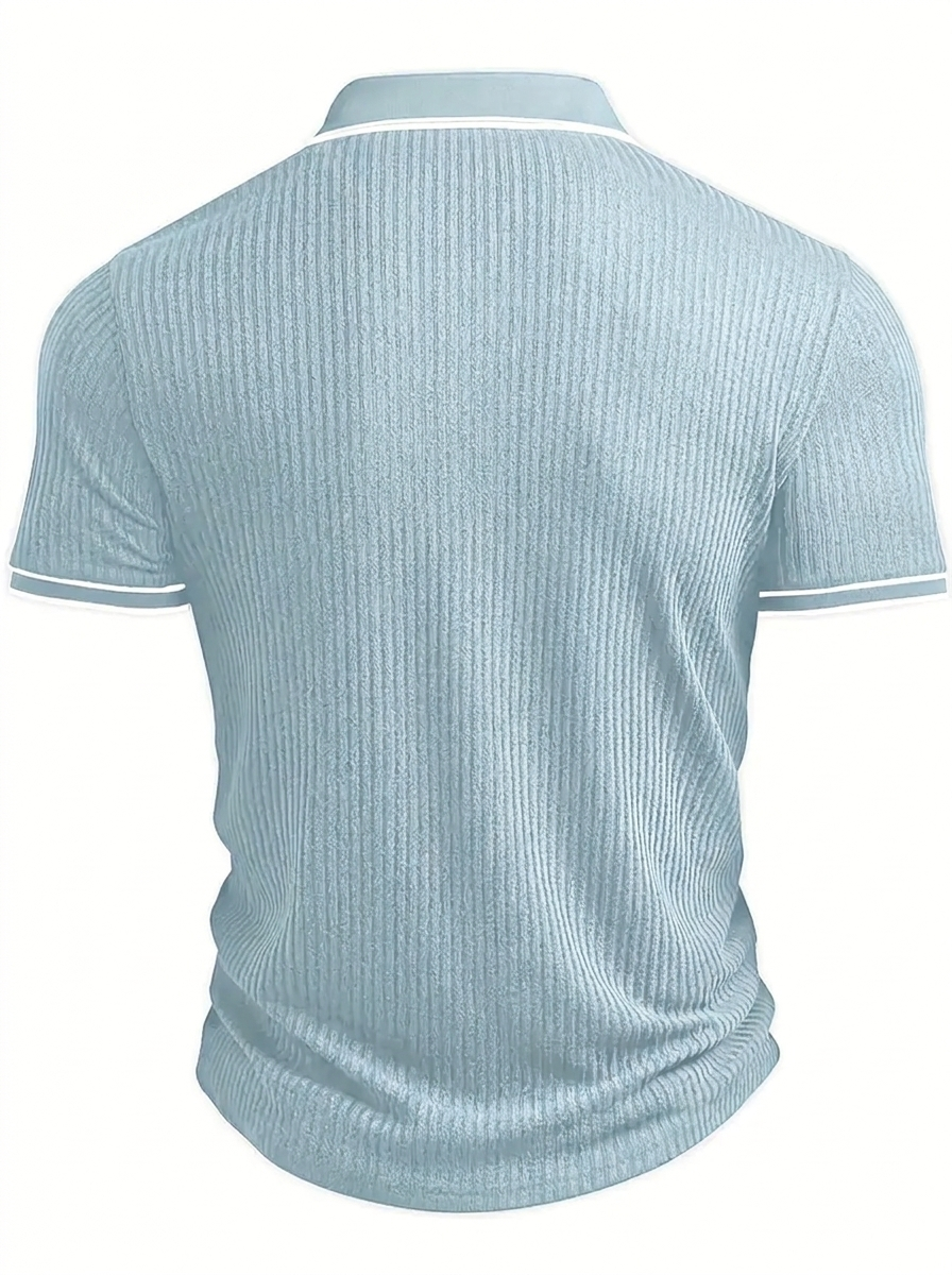 Men's Polo Shirt with Short Sleeves, Ribbed Texture and Contrast Tipping