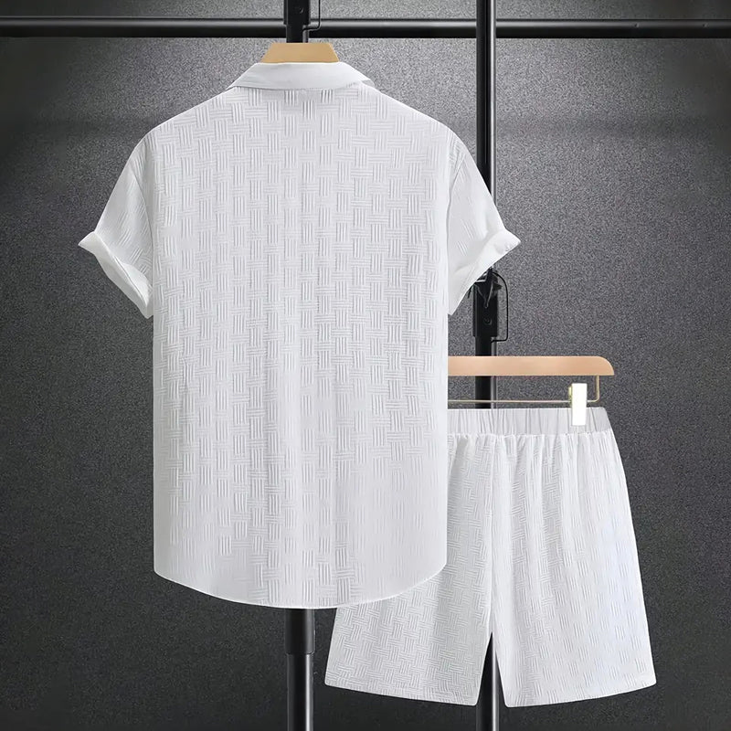 Men's Short Sleeve Button-Down Shirt and Shorts Co-ord Set