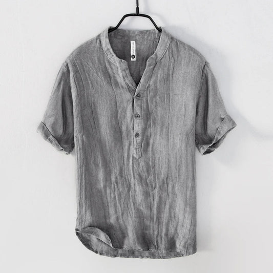 Men's Short Sleeve Henley Shirt with Relaxed Fit
