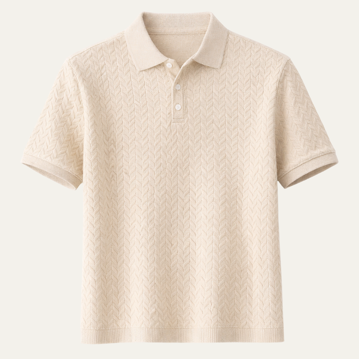 Men's Short Sleeve Polo Shirt with Textured Pattern and Button Collar