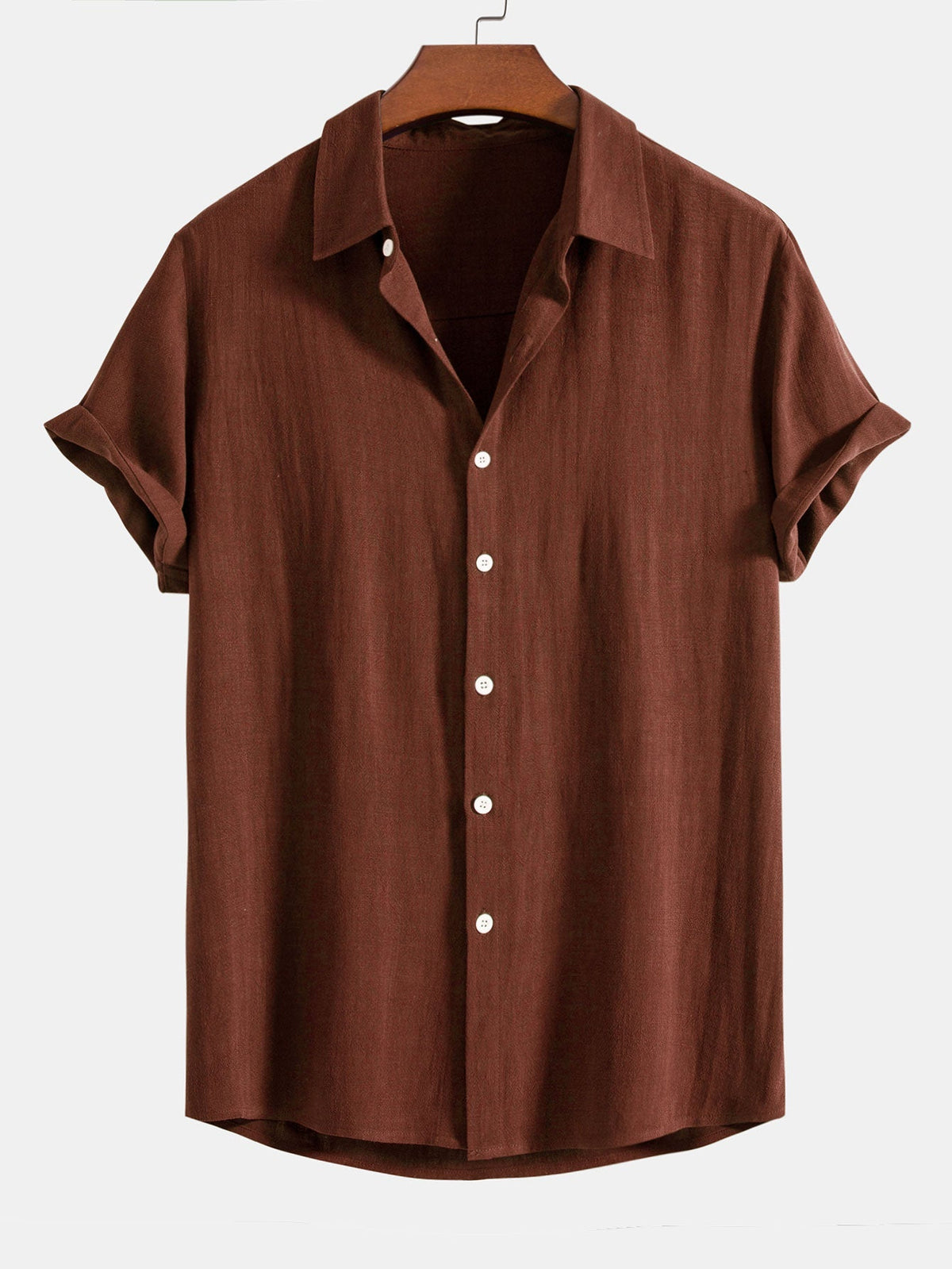 Men's Short Sleeve Shirt with Button Front and Spread Collar
