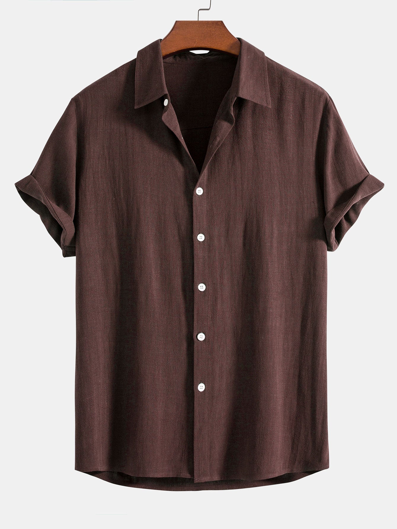 Men's Short Sleeve Shirt with Button Front and Spread Collar