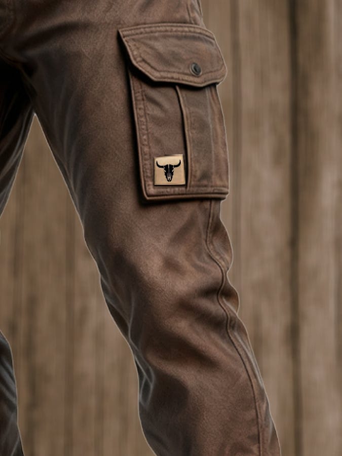 Men's Slim Fit Cargo Trousers with Multi-Pocket Utility Design