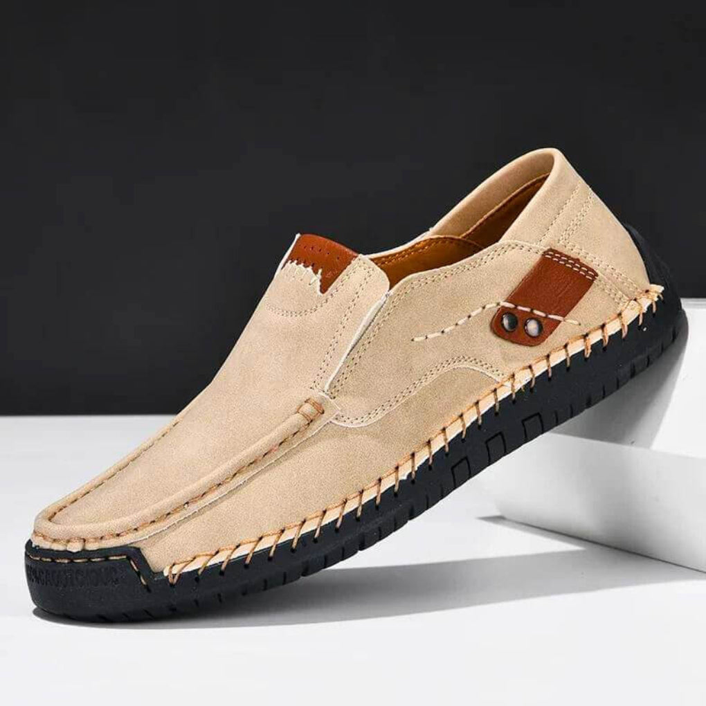 Men's Slip-On Loafers with Arch Support and Stitched Detail