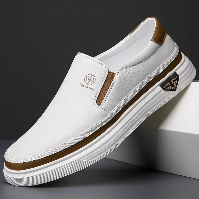 Men's Slip-On Loafers with Elastic Side Panels and Thick Sole
