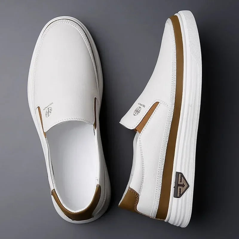 Men's Slip-On Loafers with Elastic Side Panels and Thick Sole