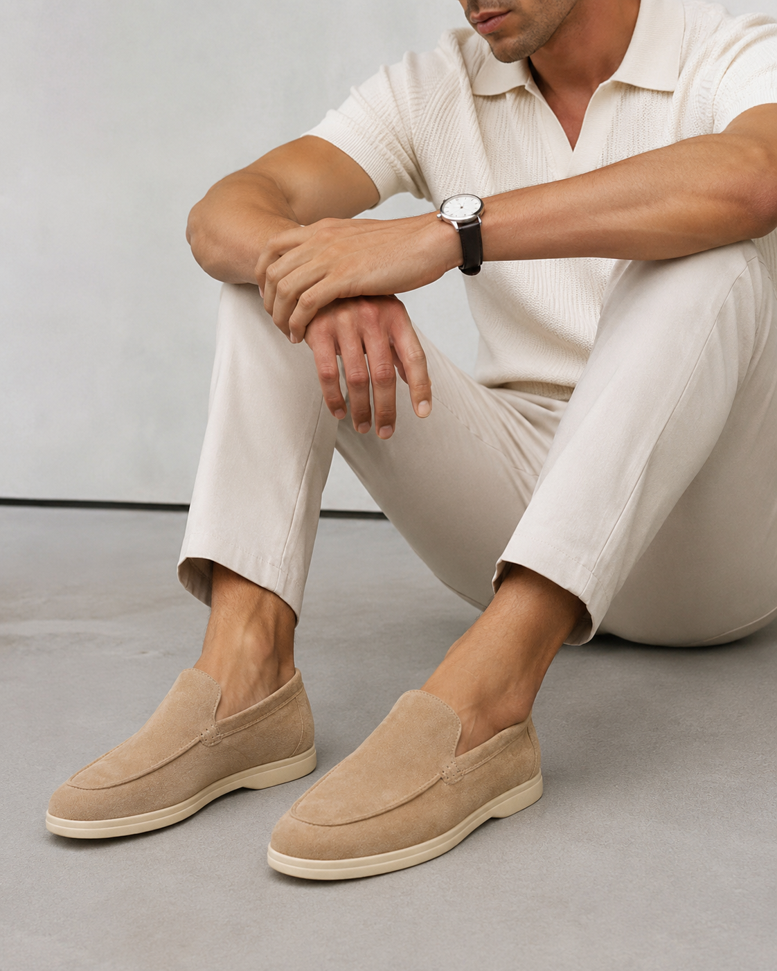 Men's Slip-On Loafers with Moc-Toe Stitching and Flatform Sole