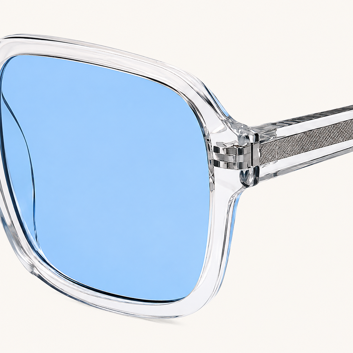 Men's Square Aviator Sunglasses with Transparent Frame and Double Bridge