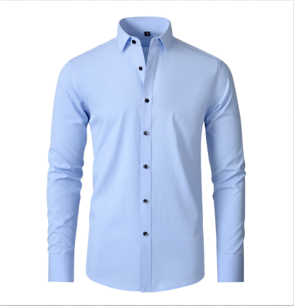 Men's Stretch Dress Shirt Long Sleeve with Slim Fit and Button Collar