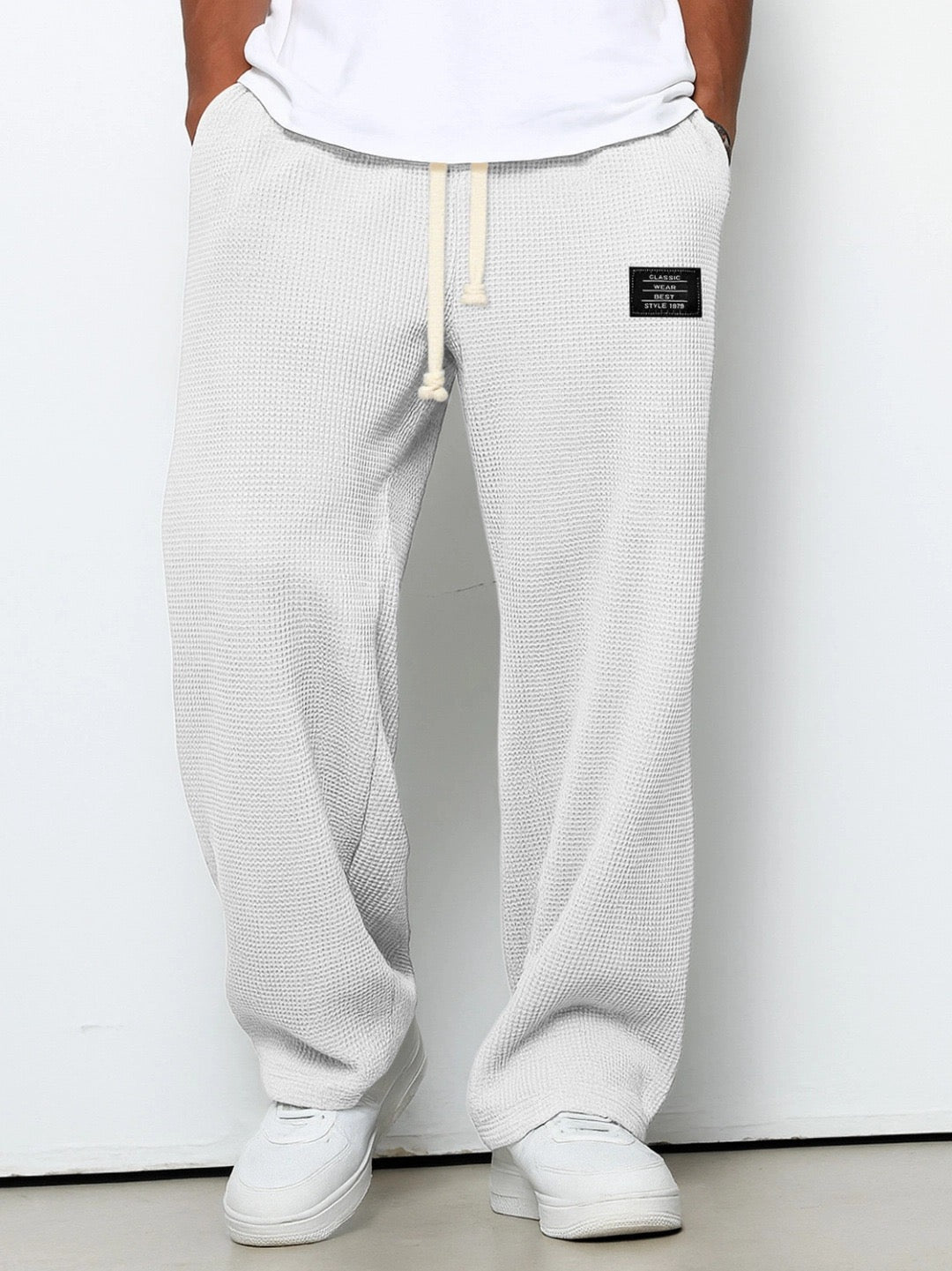 Men's Sweatpants Wide Leg Straight Fit with Drawstring Waist