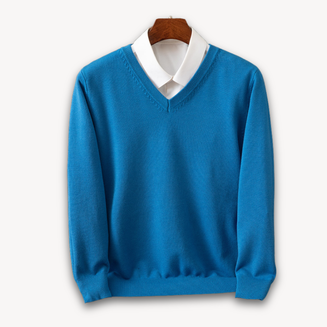 Men's V-Neck Sweater Long Sleeve Slim Fit