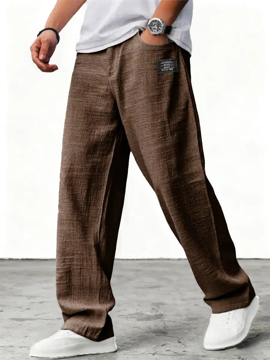Men's Wide-Leg Trousers Oversized Relaxed Fit with Elastic Waist