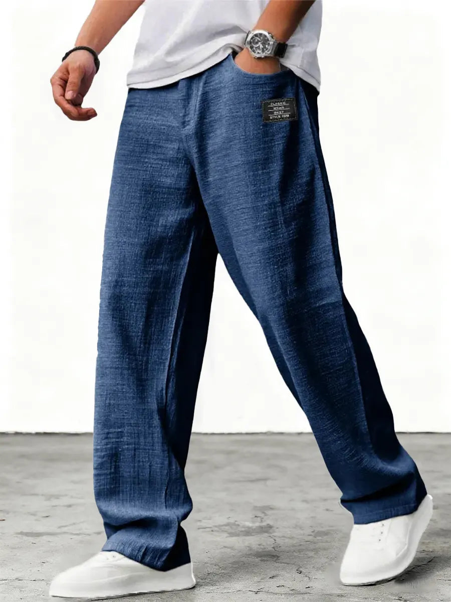 Men's Wide-Leg Trousers Oversized Relaxed Fit with Elastic Waist
