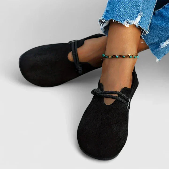 Women's Flat Loafers with Round Toe and Rope Tie Detail