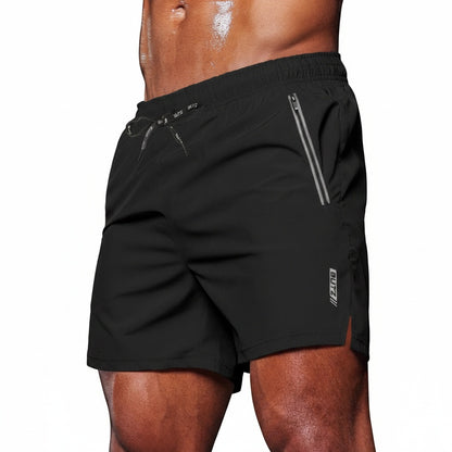 Men's Athletic Shorts with Zip Pockets and Elastic Drawstring Waist