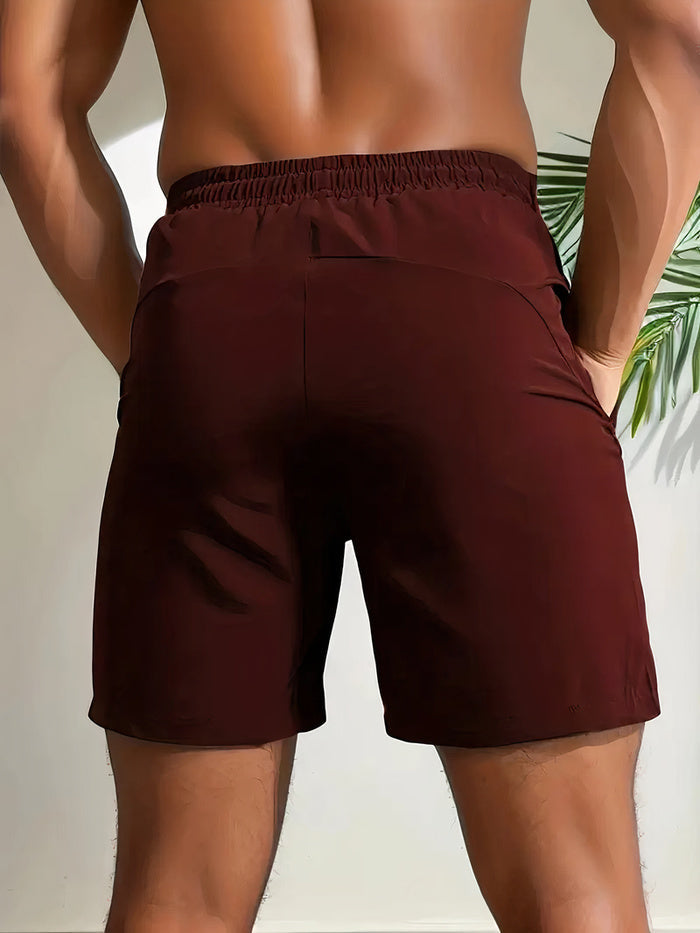 Men's Athletic Training Shorts with Zip Pockets and Drawstring Waist