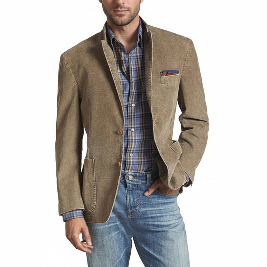 Men's Blazer with Lapel Collar, Button Closure and Side Pockets