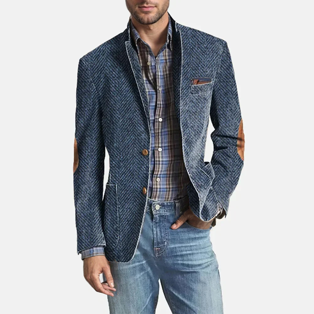 Men's Blazer with Lapel Collar, Button Closure and Side Pockets