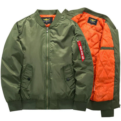 Men's Bomber Jacket with Quilted Lining and Stand Collar