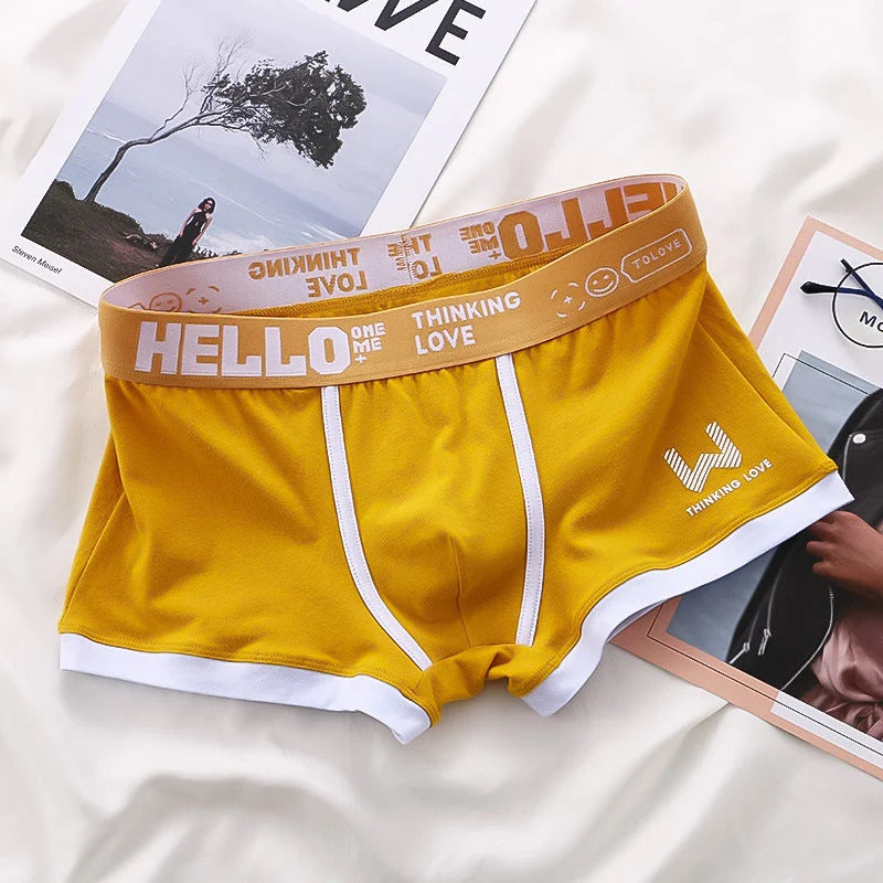 Men's Boxer Briefs with Graphic Waistband and Pouch Support